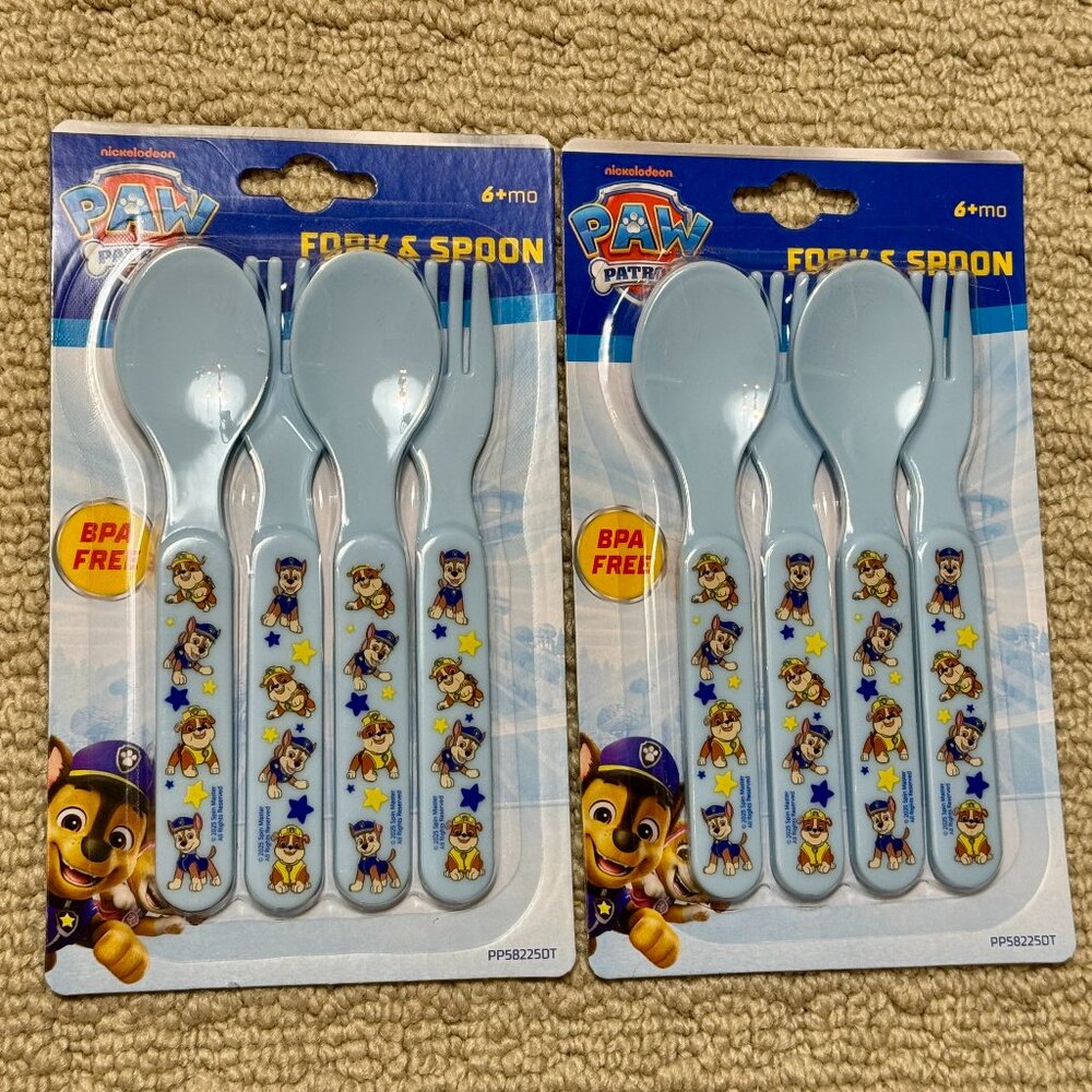 8 Pieces Kids Blue Paw Patrol Forks & Spoons Bundle